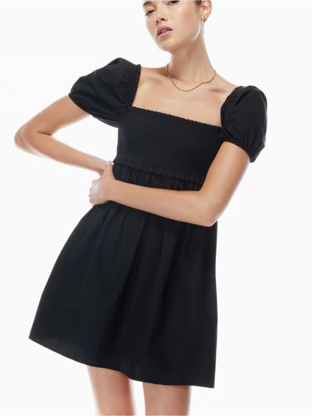 Sunday Best Black Puff-Sleeve Mini Dress